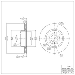 BMW 135I Brake Rotor (1) - Front - R1 Concepts - Plain - `06-`13